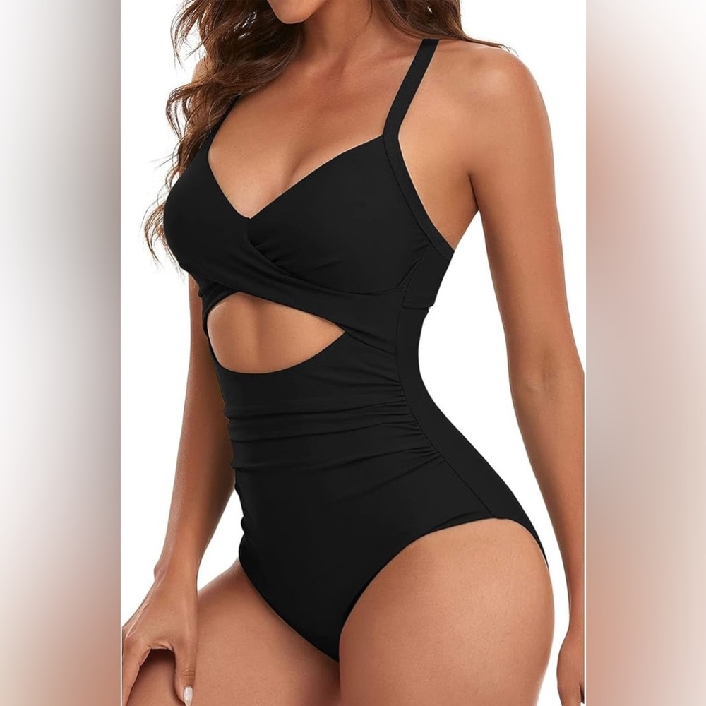NWT EoMENIE Women Sexy Cutout One Piece Swimsuit - Tummy Control